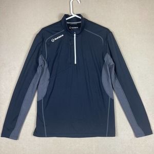 Sunice Mens M Athletic Performance Long Sleeve Shirt 1/4 Zip Black Mock Neck‎
